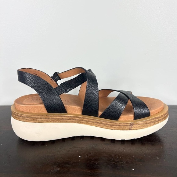 GENTLE SOULS BY KENNETH COLE REBHA LEATHER PLATFORM SANDAL BLACK SIZE 8.5 NWOB - Picture 4 of 10